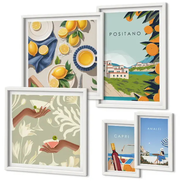 Modernes Wandbilderset mit Motiven aus dem Italienurlaub in Amalfi und Capri