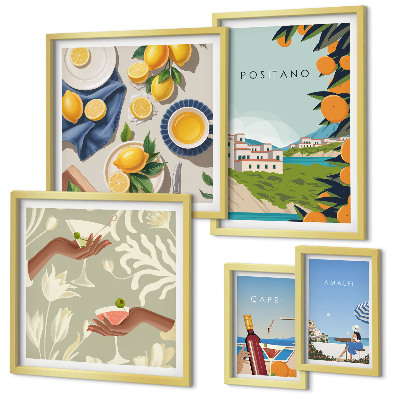 Modernes wandbilder-set Italienurlaub Amalfi Capri
