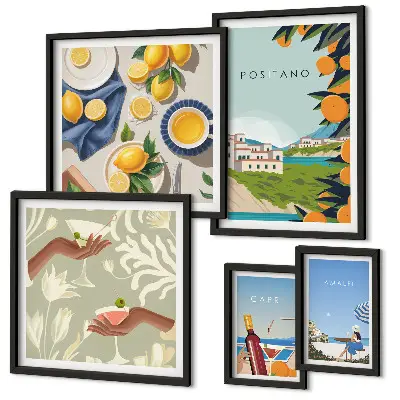 Modernes Wandbilderset mit Motiven aus dem Italienurlaub in Amalfi und Capri