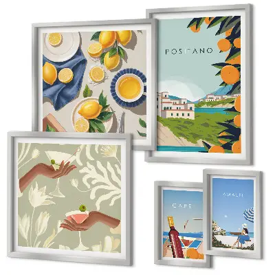 Modernes Wandbilderset mit Motiven aus dem Italienurlaub in Amalfi und Capri