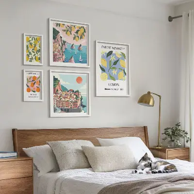 Bilderset für das Sofa mit Vintage-Fruchtlandschaften