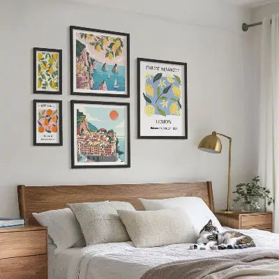 Bilderset für das Sofa mit Vintage-Fruchtlandschaften