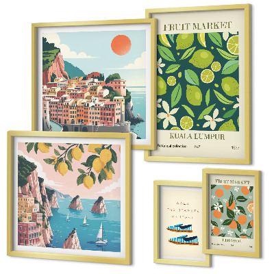 Modernes wandbilder-set Tropischer Früchteurlaub