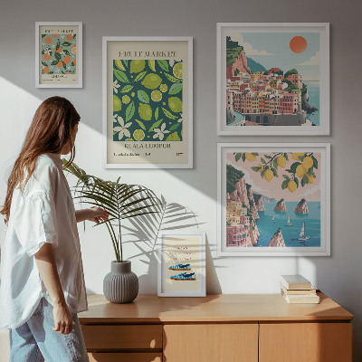 Modernes wandbilder-set Tropischer Früchteurlaub