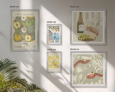 Bilderset für das Sofa atmosphärische Illustrationen im Stil der 1970er Jahre
