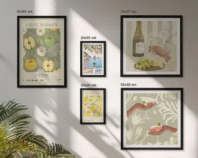 Bilderset für das Sofa atmosphärische Illustrationen im Stil der 1970er Jahre