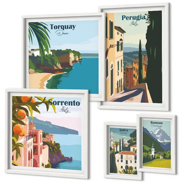 Bildergalerie-Set für die Wand mit malerischen italienischen Städten