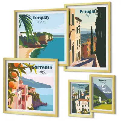 Bildergalerie-Set für die Wand mit malerischen italienischen Städten