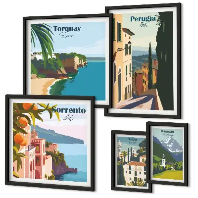 Bildergalerie-Set für die Wand mit malerischen italienischen Städten