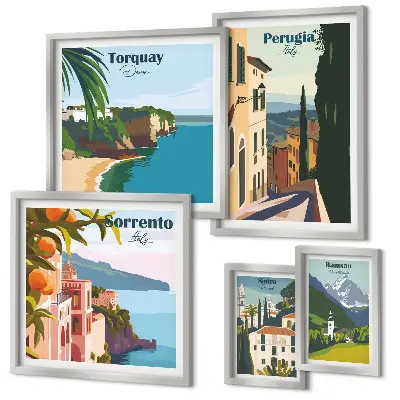 Bildergalerie-Set für die Wand mit malerischen italienischen Städten