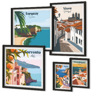 Modernes wandbilder-set Malerische Städte Europas