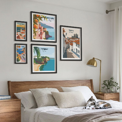 Modernes wandbilder-set Malerische Städte Europas