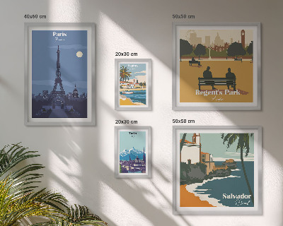 Modernes wandbilder-set Europäische Retro-Ikonenstädte