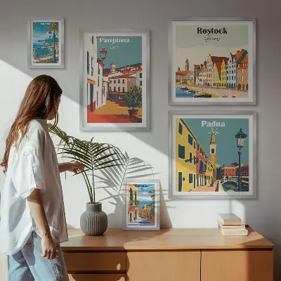 Bilderset fürs Sofa mit Ansichten und Architektur europäischer Städte