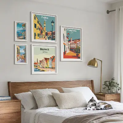 Bilderset fürs Sofa mit Ansichten und Architektur europäischer Städte