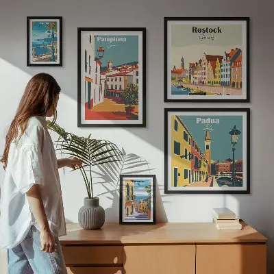 Bilderset fürs Sofa mit Ansichten und Architektur europäischer Städte