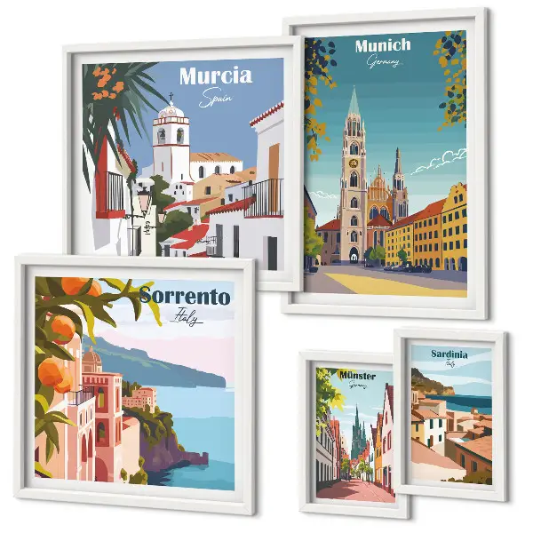 Bildergalerie-Set für die Wand mit Motiven europäischer Städte
