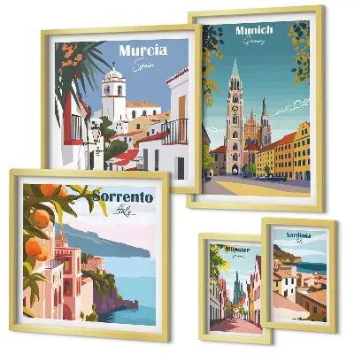 Bildergalerie-Set für die Wand mit Motiven europäischer Städte
