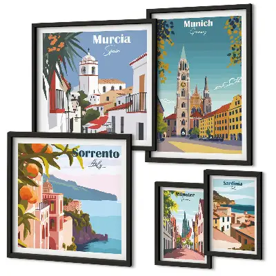 Bildergalerie-Set für die Wand mit Motiven europäischer Städte