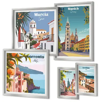Bildergalerie-Set für die Wand mit Motiven europäischer Städte