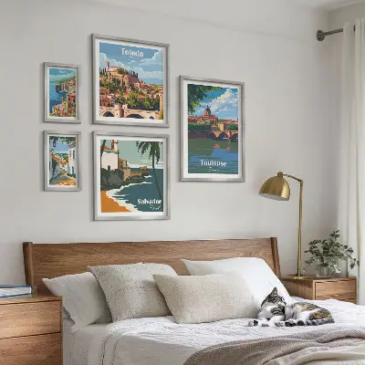 Bildergalerie-Set für die Wand mit Motiven von europäischen Städten, Ausblicken und Landschaften