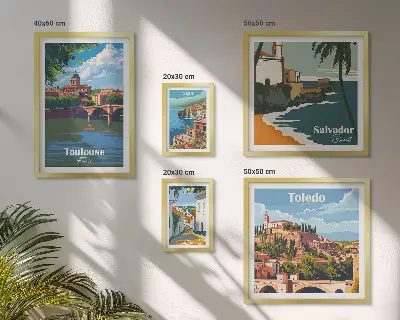Bildergalerie-Set für die Wand mit Motiven von europäischen Städten, Ausblicken und Landschaften