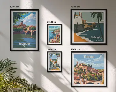 Bildergalerie-Set für die Wand mit Motiven von europäischen Städten, Ausblicken und Landschaften