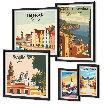 Modernes wandbilder-set Landschaften europäischer Städte