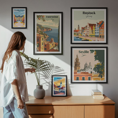Modernes wandbilder-set Landschaften europäischer Städte