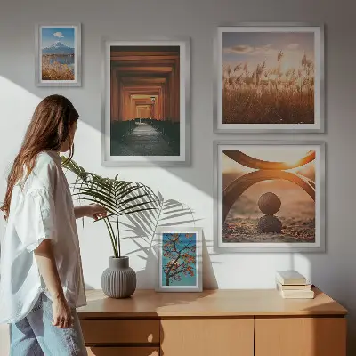 Bilderset für das Sofa die ruhigen Naturlandschaften im Zen-Stil