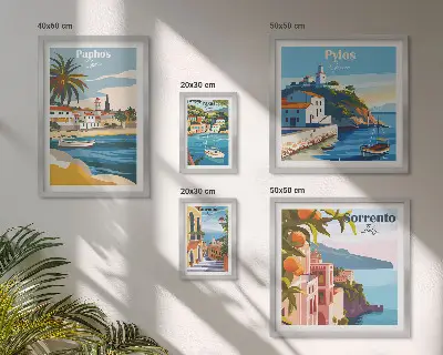 Wandbilder-Set mit Motiven europäischer Küstenlandschaften
