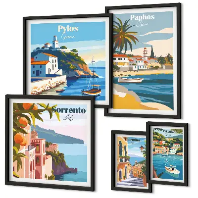 Wandbilder-Set mit Motiven europäischer Küstenlandschaften