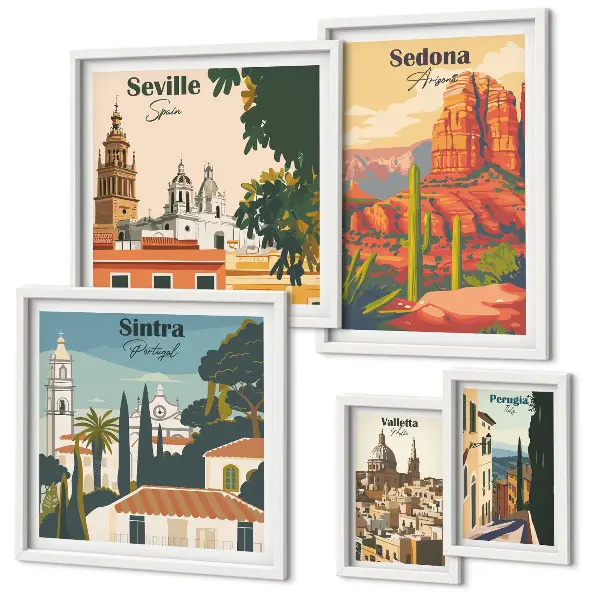 Bildergalerie-Set für die Wand mit touristischen Landschaften der Welt