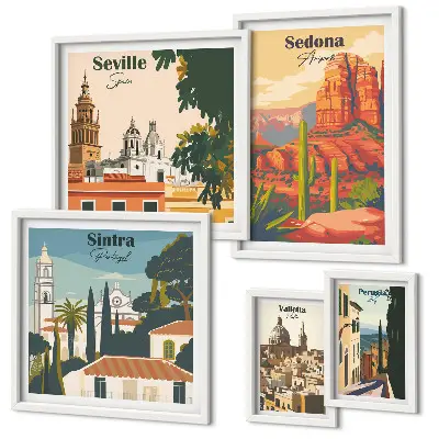 Bildergalerie-Set für die Wand mit touristischen Landschaften der Welt