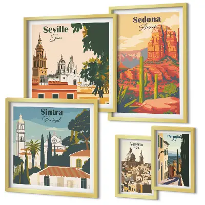 Bildergalerie-Set für die Wand mit touristischen Landschaften der Welt