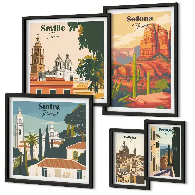 Bildergalerie-Set für die Wand mit touristischen Landschaften der Welt