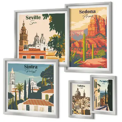 Bildergalerie-Set für die Wand mit touristischen Landschaften der Welt