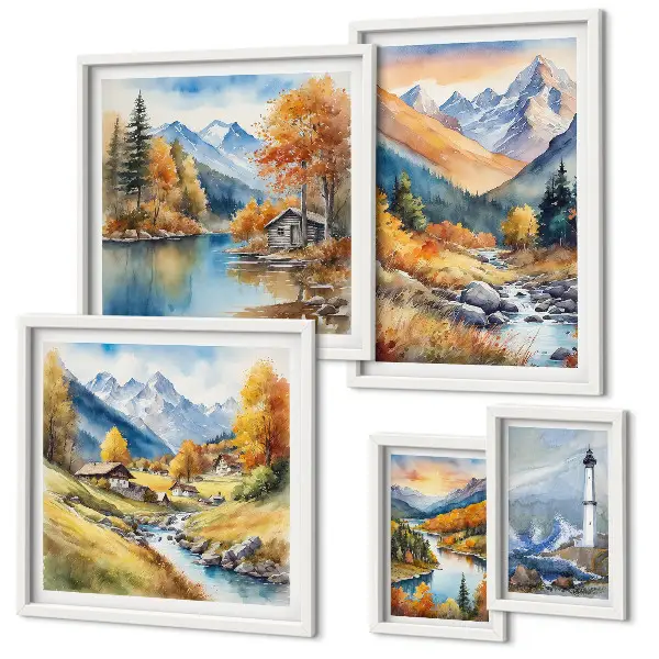 Wandbilder-Set Leuchtturm an Gebirgsflüssen