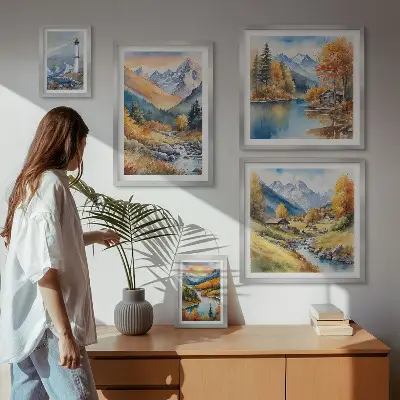 Wandbilder-Set Leuchtturm an Gebirgsflüssen