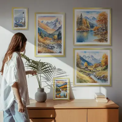 Wandbilder-Set Leuchtturm an Gebirgsflüssen