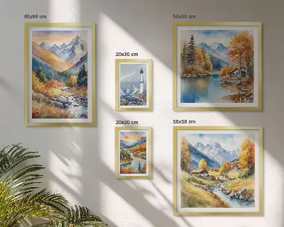 Wandbilder-Set Leuchtturm an Gebirgsflüssen