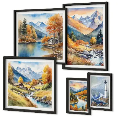 Wandbilder-Set Leuchtturm an Gebirgsflüssen