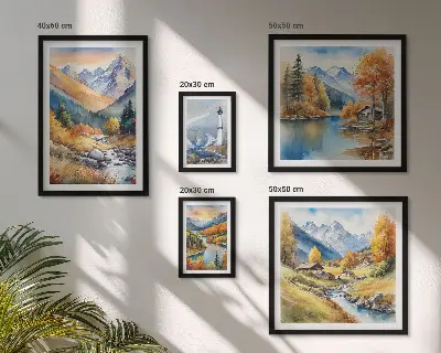 Wandbilder-Set Leuchtturm an Gebirgsflüssen