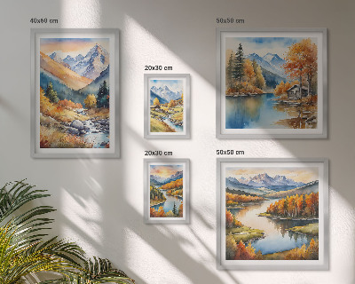 Bildergalerie-set für die wand Herbstliche Berge, Flüsse, Häuser