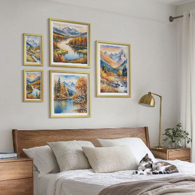 Bildergalerie-set für die wand Herbstliche Berge, Flüsse, Häuser