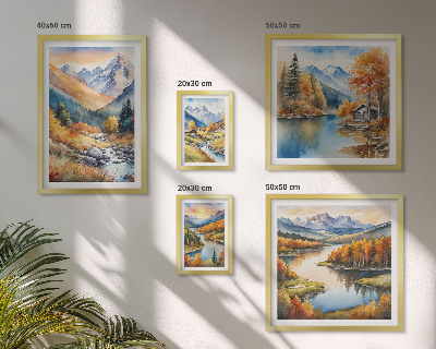 Bildergalerie-set für die wand Herbstliche Berge, Flüsse, Häuser