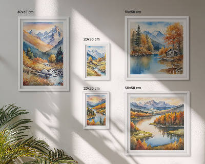 Bildergalerie-set für die wand Herbstliche Berge, Flüsse, Häuser