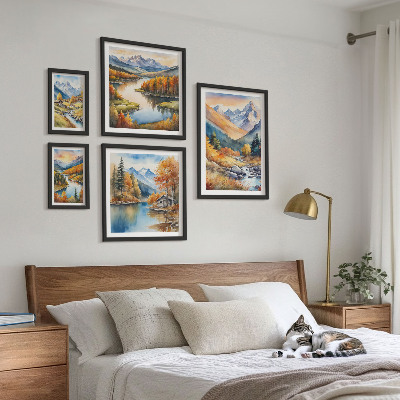 Bildergalerie-set für die wand Herbstliche Berge, Flüsse, Häuser