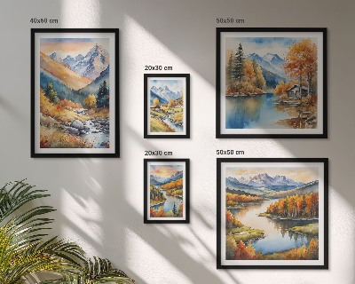 Bildergalerie-set für die wand Herbstliche Berge, Flüsse, Häuser