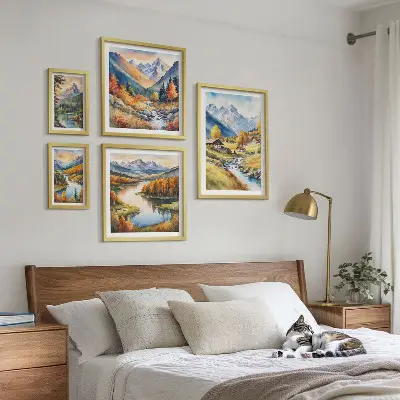 Bilderset fürs Sofa mit Motiven von Landschaften, Bergen, Flüssen und Wäldern
